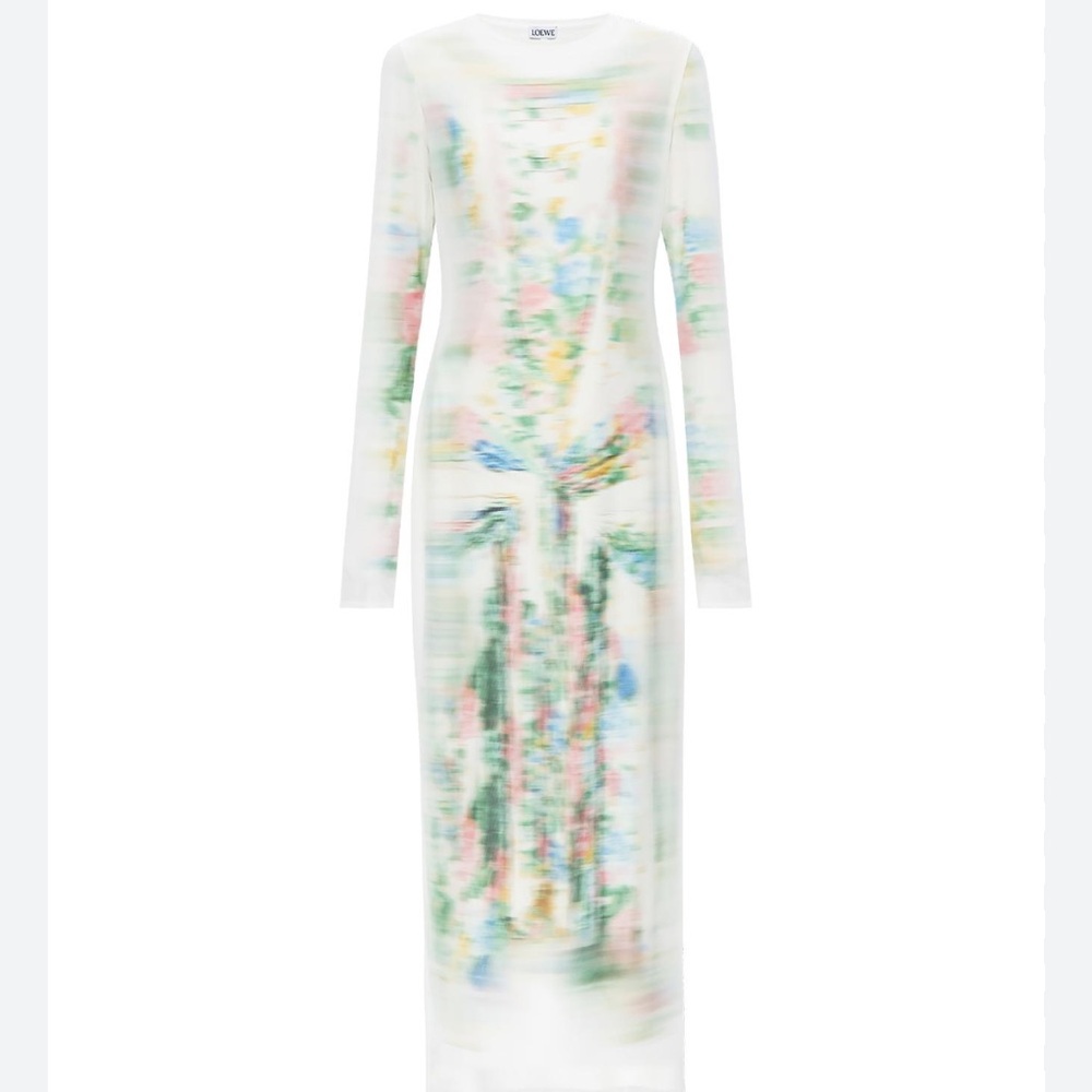 Loewe trompe-l'oeil-print mesh long dress - Picture 3 of 9